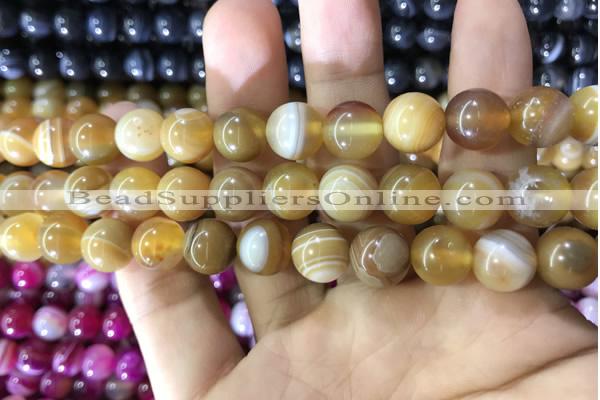 CAA1552 15.5 inches 12mm round banded agate beads wholesale