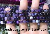 CAA1555 15.5 inches 6mm round banded agate beads wholesale