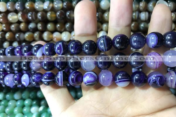 CAA1556 15.5 inches 8mm round banded agate beads wholesale