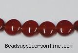 CAA156 15.5 inches 10mm flat round red agate gemstone beads