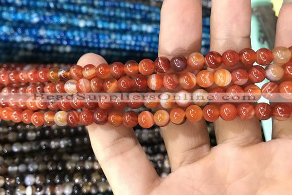 CAA1566 15.5 inches 4mm round banded agate beads wholesale