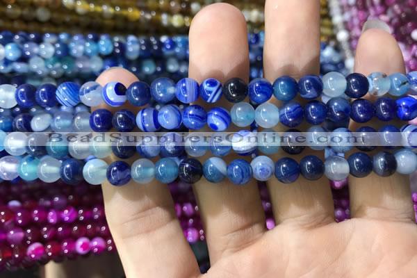 CAA1578 15.5 inches 4mm round banded agate beads wholesale