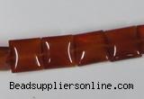 CAA160 15.5 inches 12*12mm square red agate gemstone beads