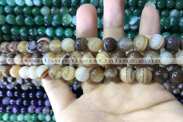 CAA1615 15.5 inches 6mm round banded agate beads wholesale