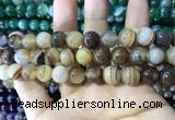 CAA1618 15.5 inches 12mm round banded agate beads wholesale