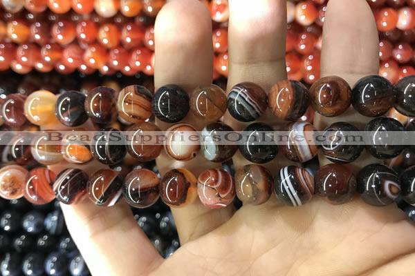 CAA1624 15.5 inches 12mm round banded agate beads wholesale