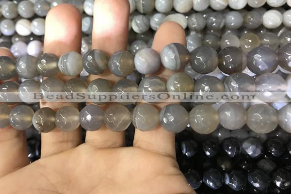 CAA1633 15.5 inches 12mm faceted round banded agate beads