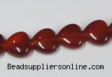 CAA164 15.5 inches 12*12mm heart red agate gemstone beads