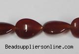 CAA165 15.5 inches 13*18mm flat teardrop red agate gemstone beads