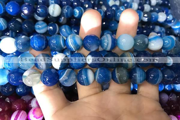 CAA1668 15.5 inches 12mm faceted round banded agate beads