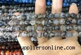 CAA1700 15 inches 8mm faceted round fire crackle agate beads