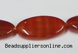 CAA173 15.5 inches 15*30mm oval red agate gemstone beads