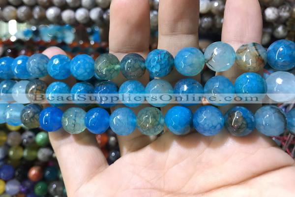 CAA1736 15 inches 10mm faceted round fire crackle agate beads