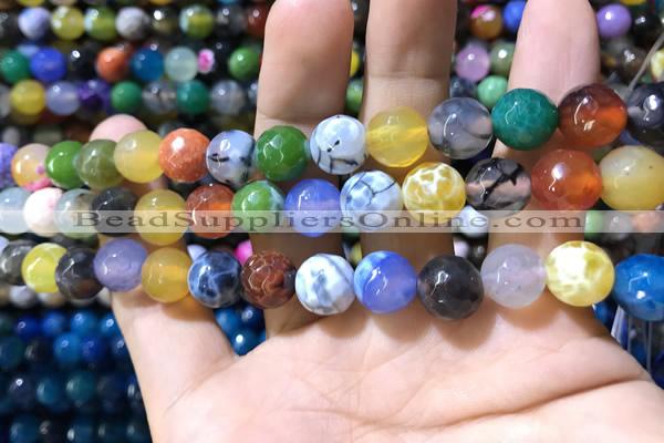 CAA1740 15 inches 10mm faceted round fire crackle agate beads