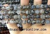 CAA1745 15 inches 12mm faceted round fire crackle agate beads