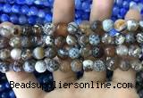 CAA1747 15 inches 12mm faceted round fire crackle agate beads