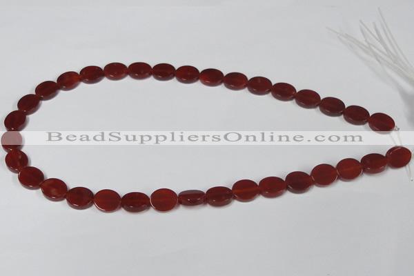 CAA176 15.5 inches 10*12mm oval red agate gemstone beads