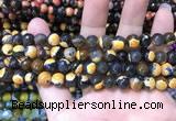 CAA1761 15 inches 8mm faceted round fire crackle agate beads