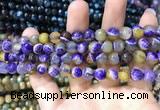 CAA1768 15 inches 8mm faceted round fire crackle agate beads