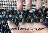 CAA1780 15 inches 10mm faceted round fire crackle agate beads