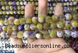 CAA1781 15 inches 10mm faceted round fire crackle agate beads