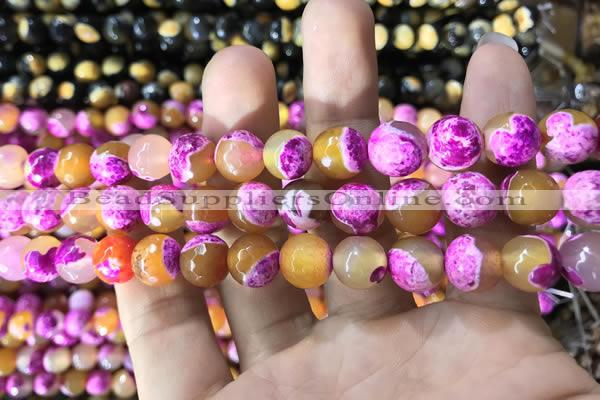 CAA1783 15 inches 10mm faceted round fire crackle agate beads