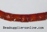 CAA179 15.5 inches 8*8mm faceted square red agate gemstone beads