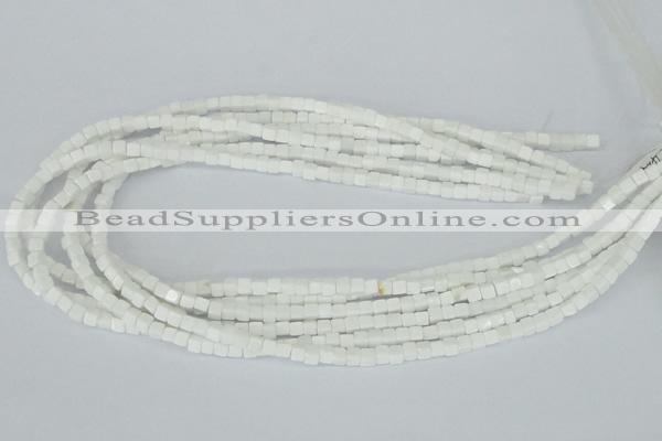 CAA18 15.5 inches 4*4mm cube white agate gemstone beads wholesale