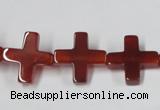 CAA182 15.5 inches 16*16mm cross red agate gemstone beads