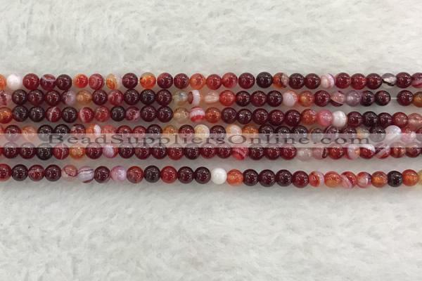 CAA1920 15.5 inches 4mm round banded agate gemstone beads