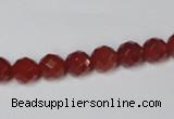 CAA200 15.5 inches 6mm faceted round red agate gemstone beads