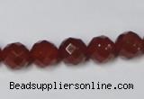 CAA201 15.5 inches 10mm faceted round red agate gemstone beads