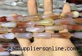 CAA2065 15.5 inches 10*30mm teardrop agate beads wholesale