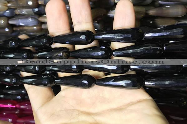 CAA2094 15.5 inches 10*30mm faceted teardrop agate beads