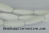 CAA22 15.5 inches 7*20mm faceted rice white agate gemstone beads