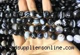 CAA2200 15.5 inches 10mm faceted round banded agate beads