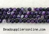 CAA2214 15.5 inches 10mm faceted round banded agate beads