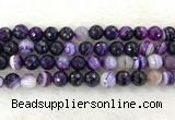 CAA2215 15.5 inches 12mm faceted round banded agate beads