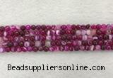 CAA2218 15.5 inches 4mm faceted round banded agate beads