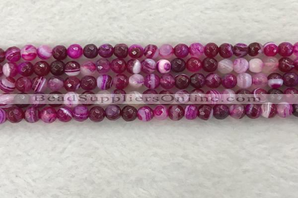 CAA2219 15.5 inches 6mm faceted round banded agate beads