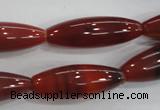 CAA222 15.5 inches 10*30mm rice red agate gemstone beads