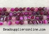 CAA2221 15.5 inches 10mm faceted round banded agate beads