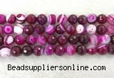 CAA2222 15.5 inches 12mm faceted round banded agate beads