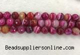 CAA2223 15.5 inches 14mm faceted round banded agate beads