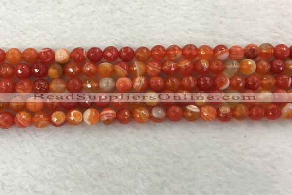 CAA2226 15.5 inches 6mm faceted round banded agate beads