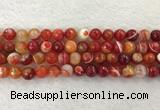 CAA2228 15.5 inches 10mm faceted round banded agate beads