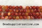 CAA2229 15.5 inches 12mm faceted round banded agate beads