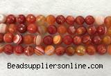 CAA2230 15.5 inches 14mm faceted round banded agate beads