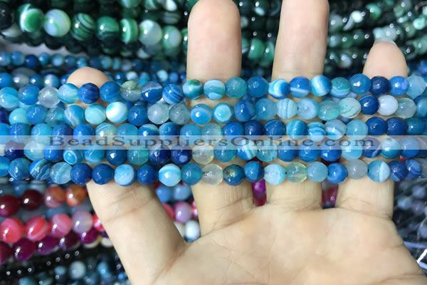 CAA2249 15.5 inches 4mm faceted round banded agate beads