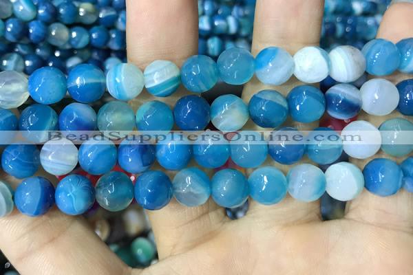 CAA2254 15.5 inches 14mm faceted round banded agate beads